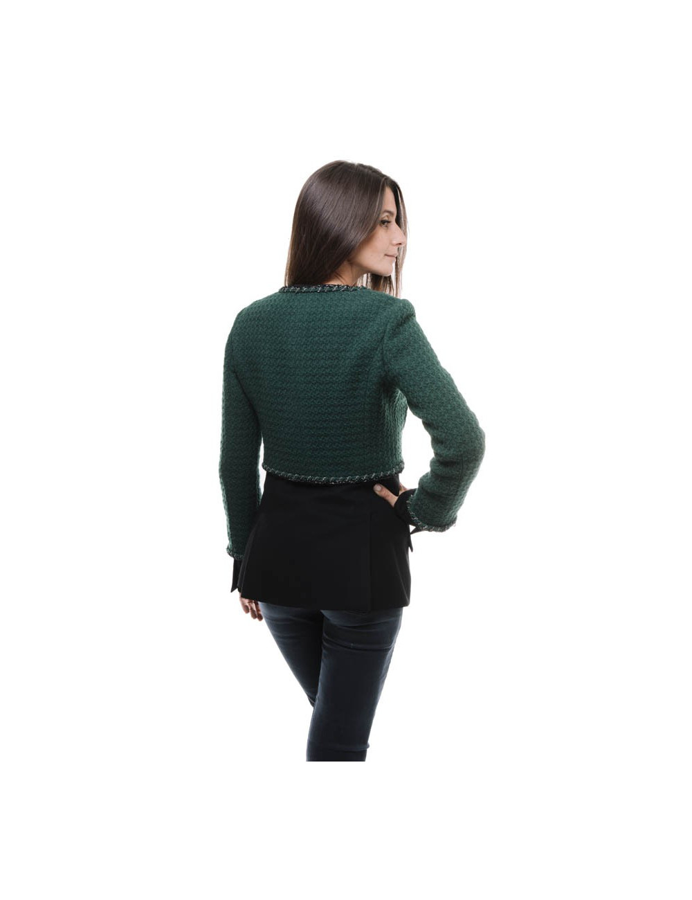 Double Veste CHANEL vert et noir T36