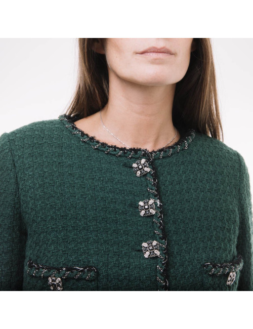 Double Veste CHANEL vert et noir T36