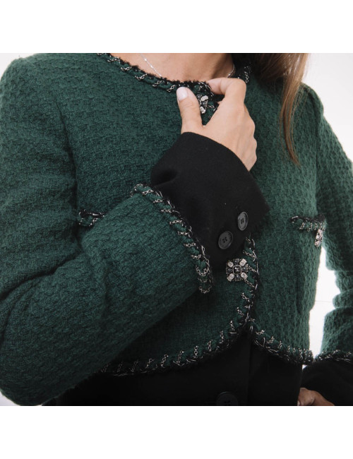 Double Veste CHANEL vert et noir T36
