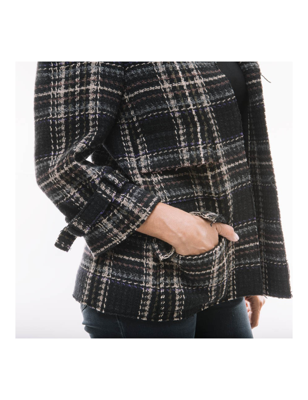 Veste CHANEL T38  en tweed a carreaux 