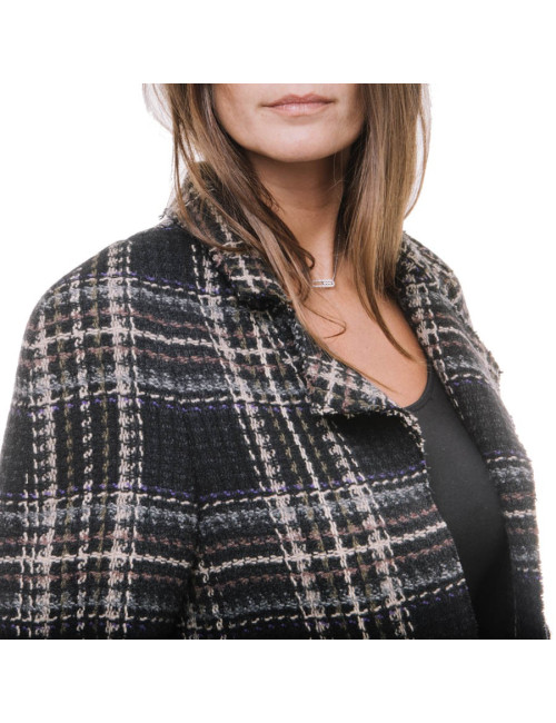 CHANEL checked jacket in black wool tweed size 38FR