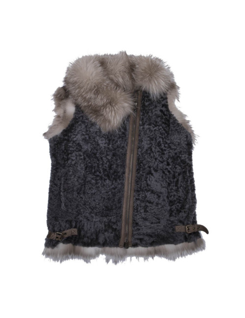 Gilet BRUNELLO CUCINELLI mouton retourné et renard