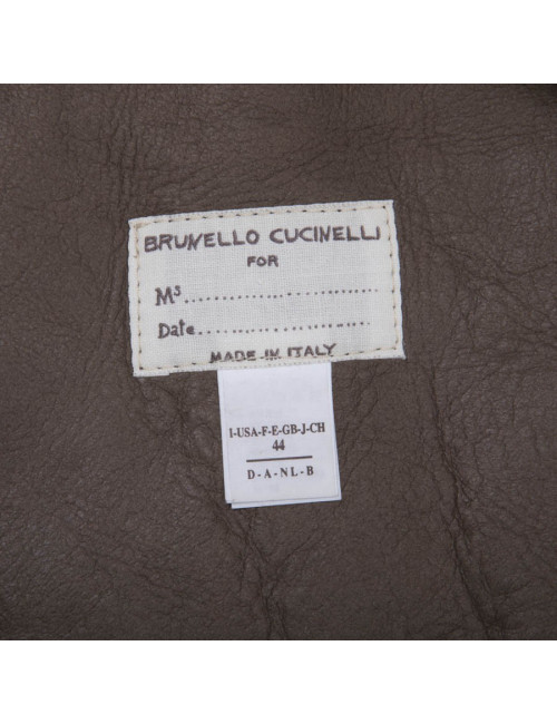 BRUNELLO CUCINELLI sleeveless jack in gray sheepskin and fox fur 44IT/40FR