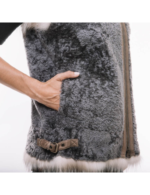 Gilet BRUNELLO CUCINELLI mouton retourné et renard