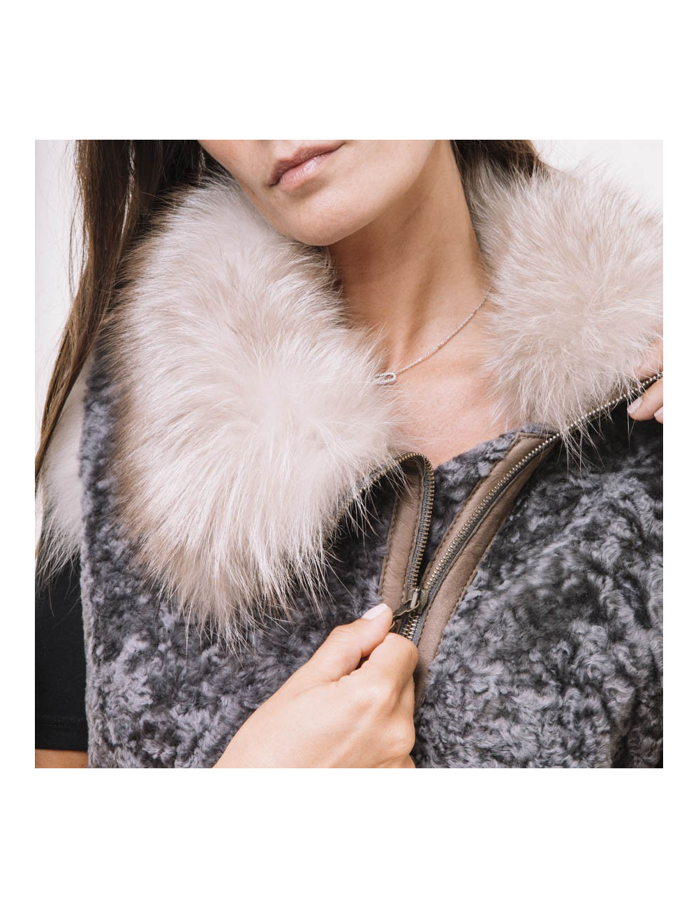 Gilet BRUNELLO CUCINELLI mouton retourné et renard