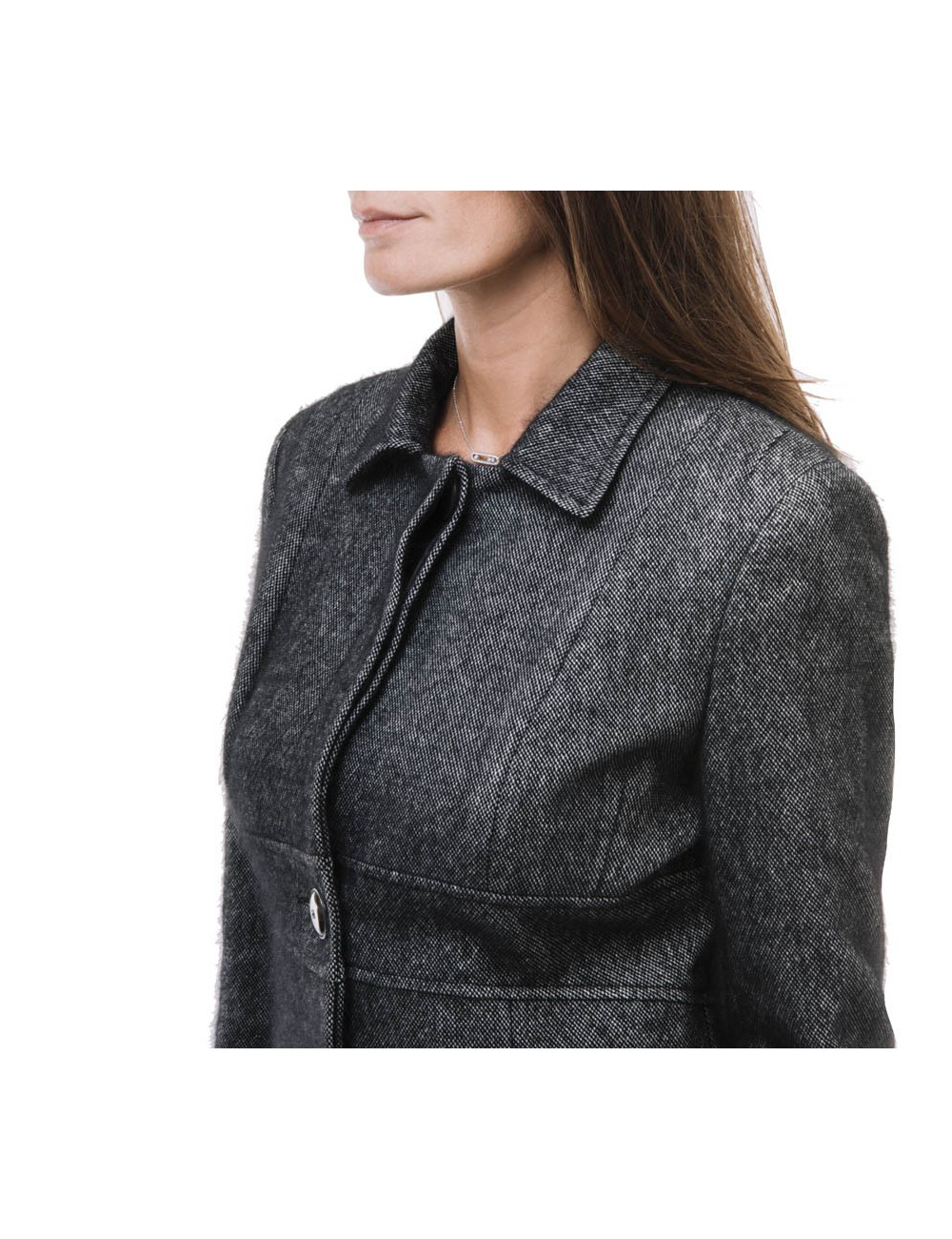 CHRISTIAN DIOR coat in grey and black angora and wool size 38FR