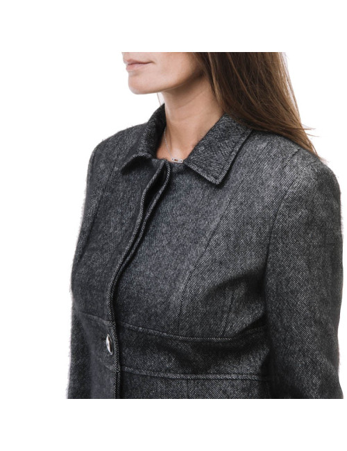 CHRISTIAN DIOR coat in grey and black angora and wool size 38FR