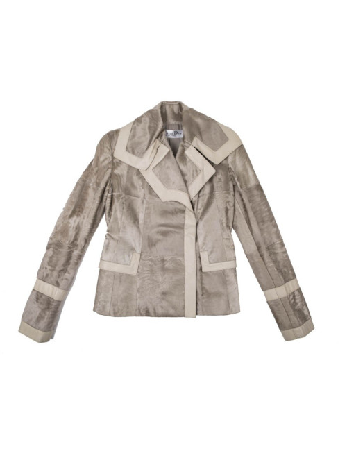 CHRISTIAN DIOR jacket in beige lambskin leather size 36FR