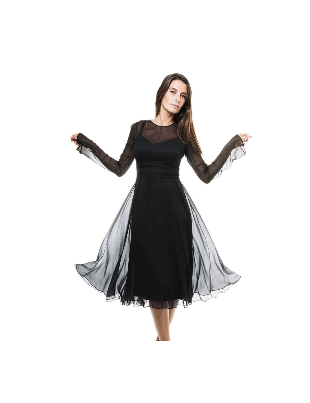 Robe de cocktail DOLCE & GABBANA T 40 IT en mousseline de soie noire