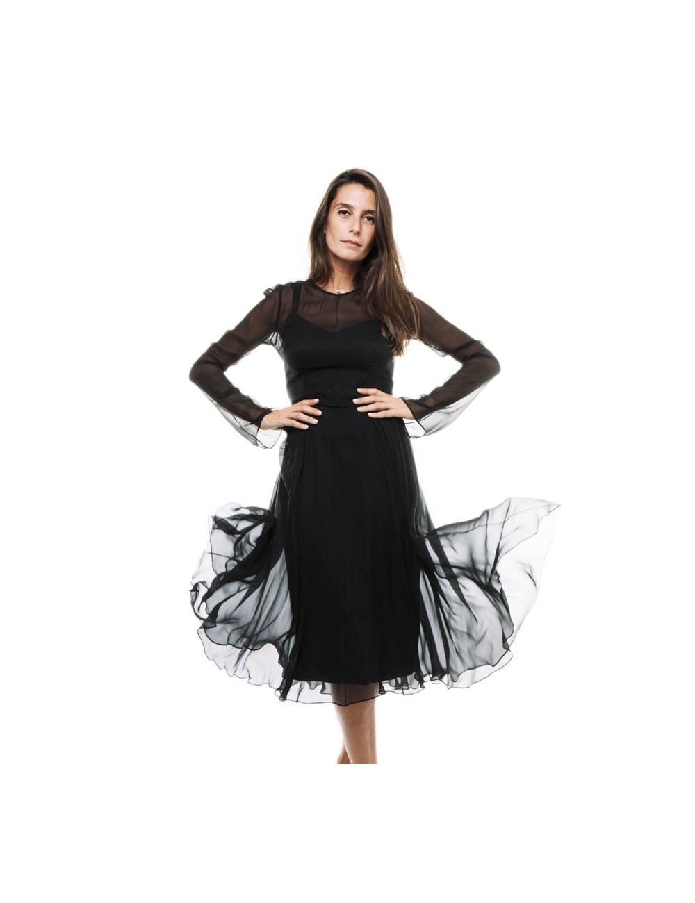 Robe de cocktail DOLCE & GABBANA T 40 IT en mousseline de soie noire