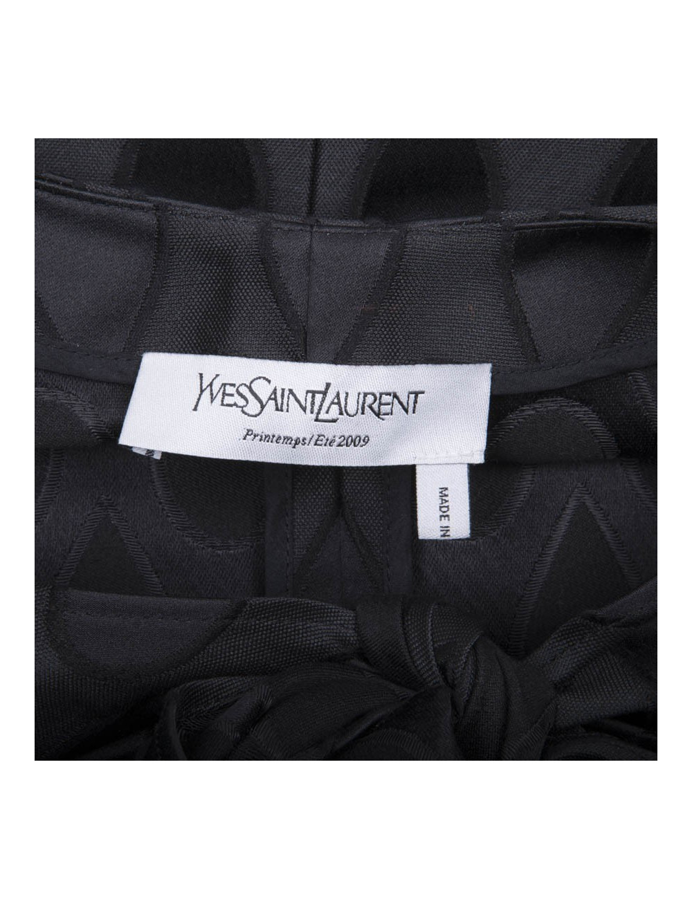  YVES SAINT LAURENT short sleeveless dress in black damask silk size 36