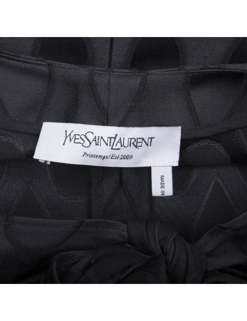  YVES SAINT LAURENT short sleeveless dress in black damask silk size 36