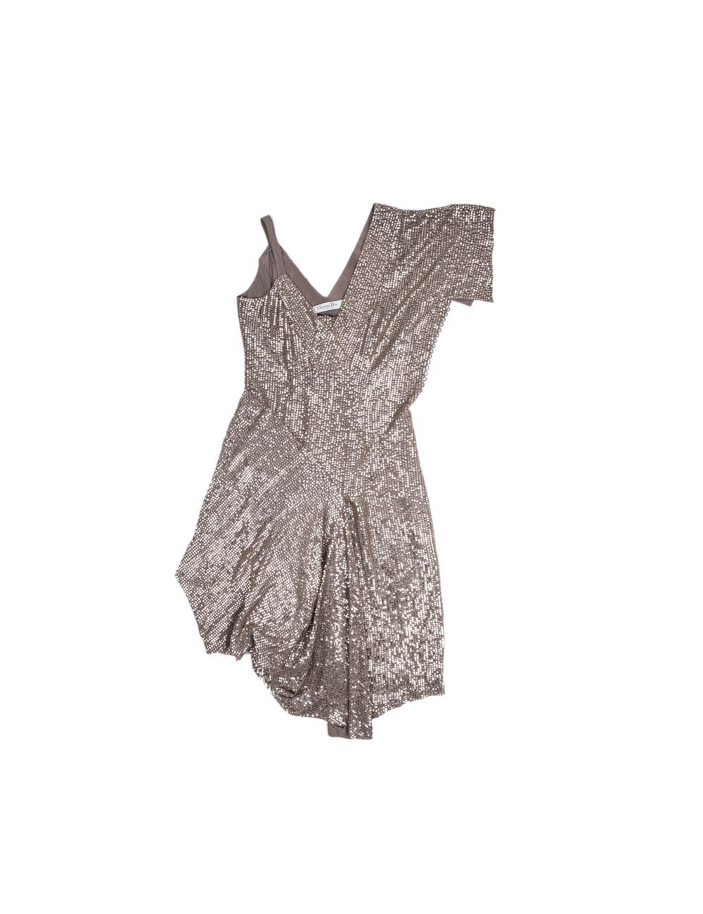 Robe de cocktail CHRISTIAN DIOR T 38 paillettes mordorées