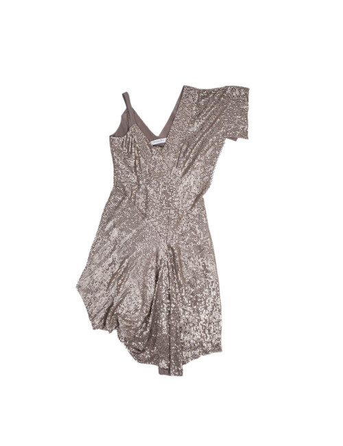 Robe de cocktail CHRISTIAN DIOR T 38 paillettes mordorées