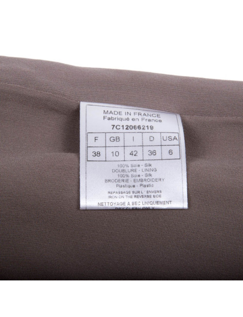 CHRISTIAN DIOR cocktail dress in taupe color silk size 38FR