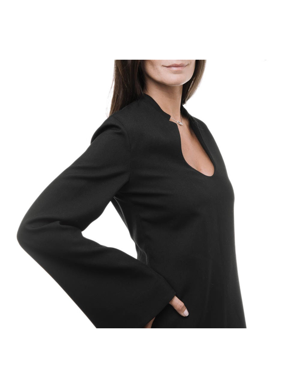 YVES SAINT LAURENT short black dress in wool size 38FR