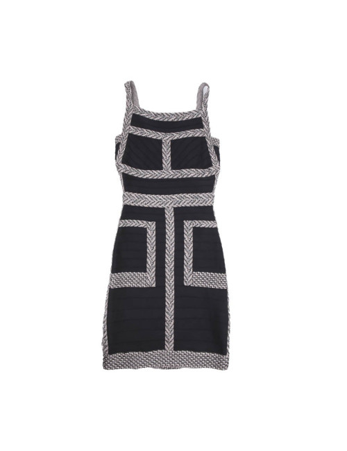 Robe HERVE LEGER Taille S noire gansée de beige 