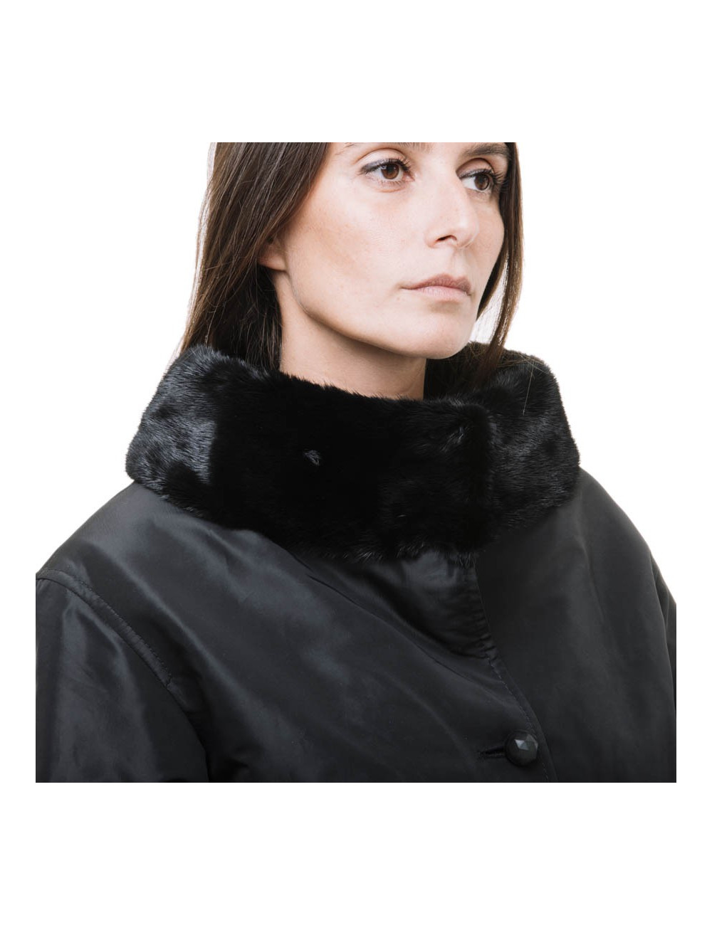 FENDI black trench coat lined with fur size 38FR