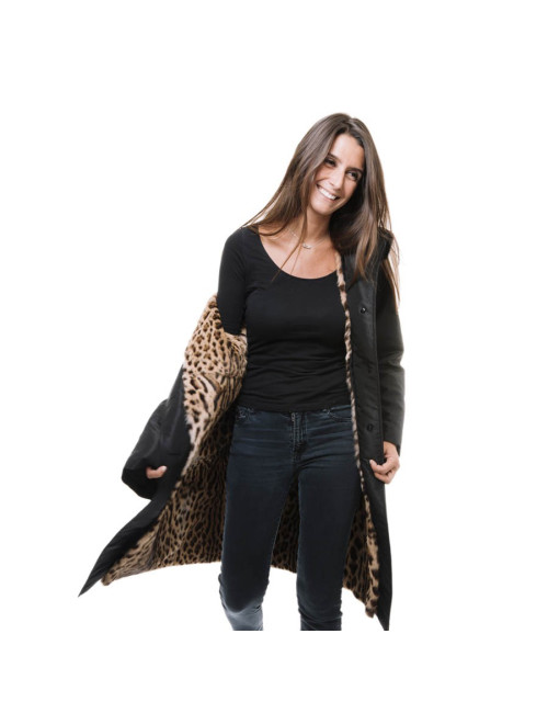 FENDI black trench coat lined with fur size 38FR