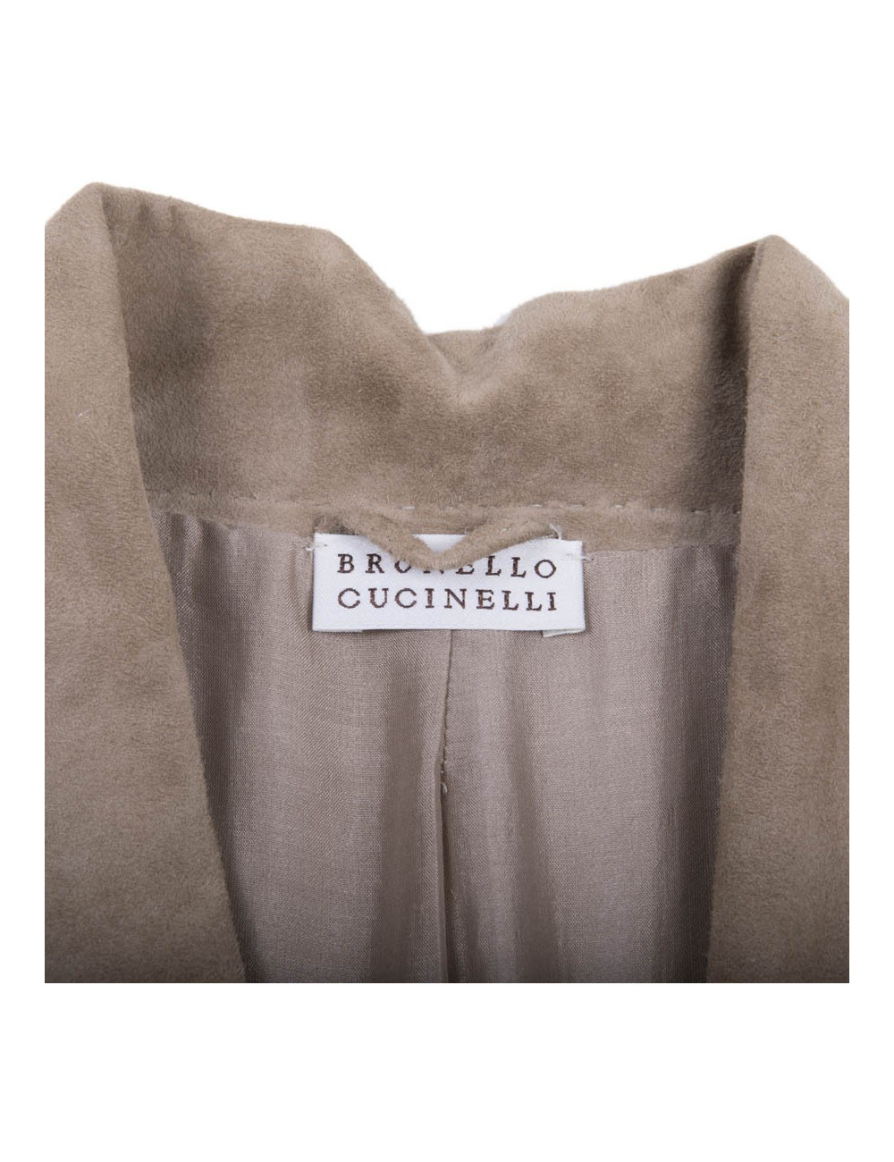 BRUNELLO CUCINELLI long coat in beige suede size 40EU
