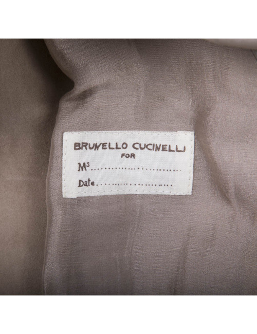 BRUNELLO CUCINELLI long coat in beige suede size 40EU