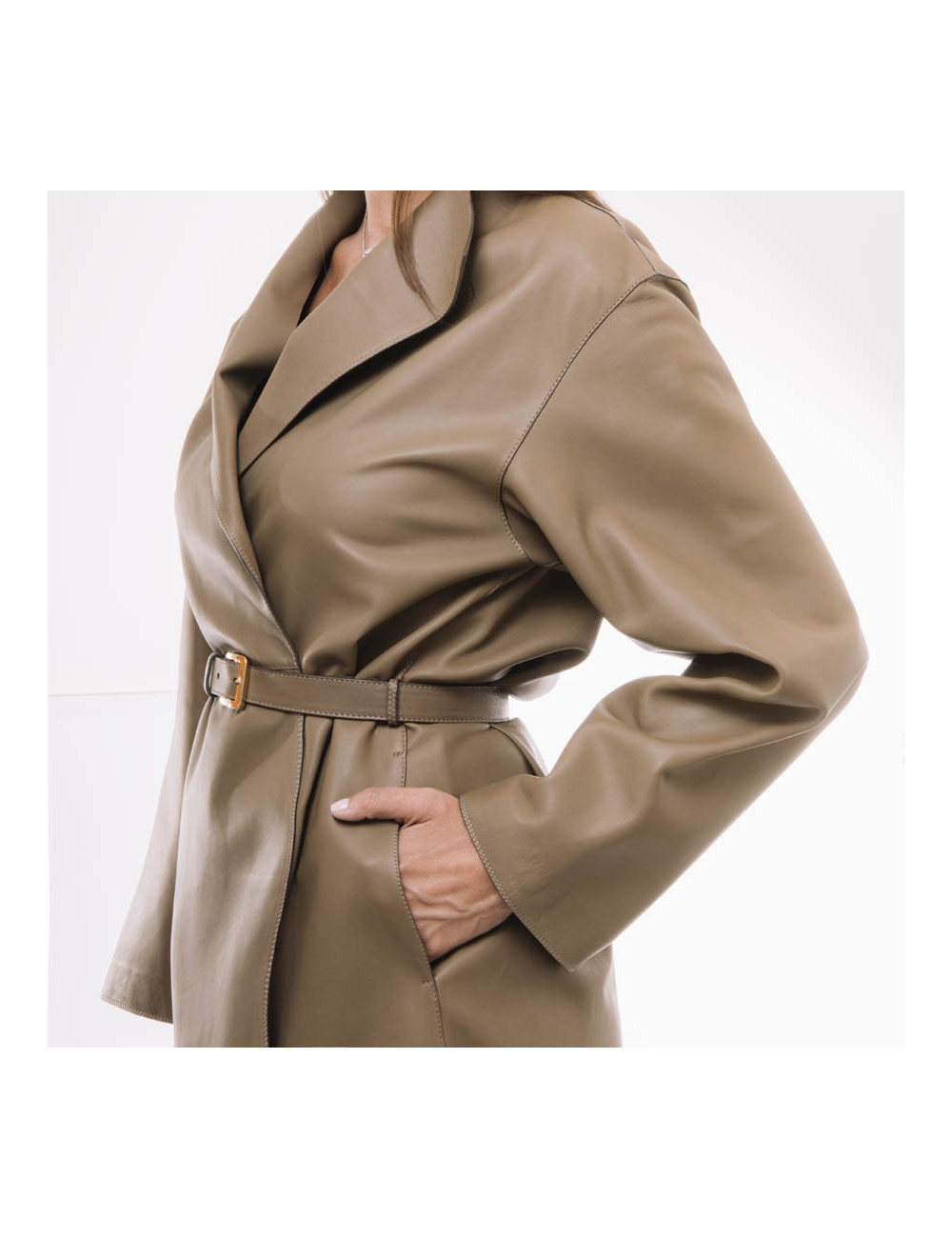 Veste LORO PIANA T en cuir fauve