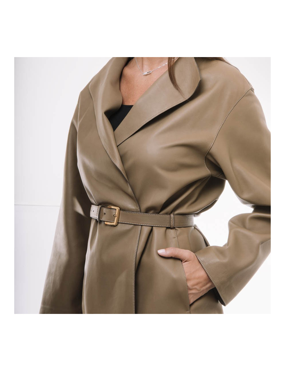 Veste LORO PIANA T en cuir fauve