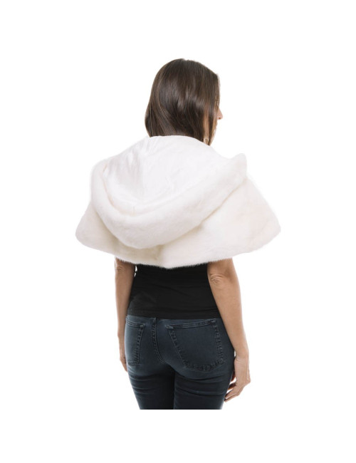CELESTINA AGOSTINO short cape in white mink