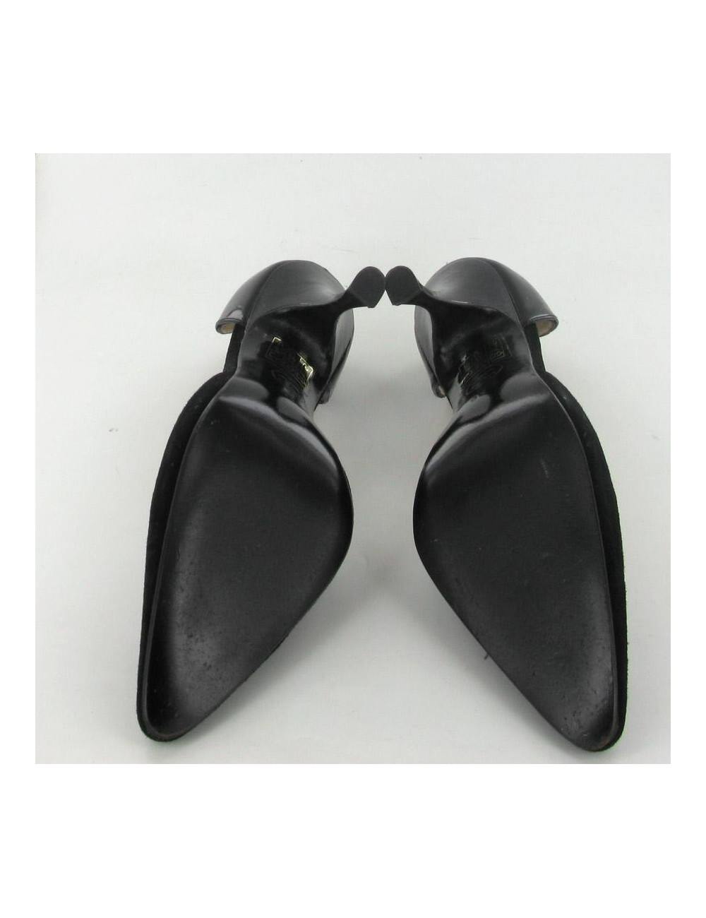 Escarpins CHANEL T 36 daim noir et cuir verni