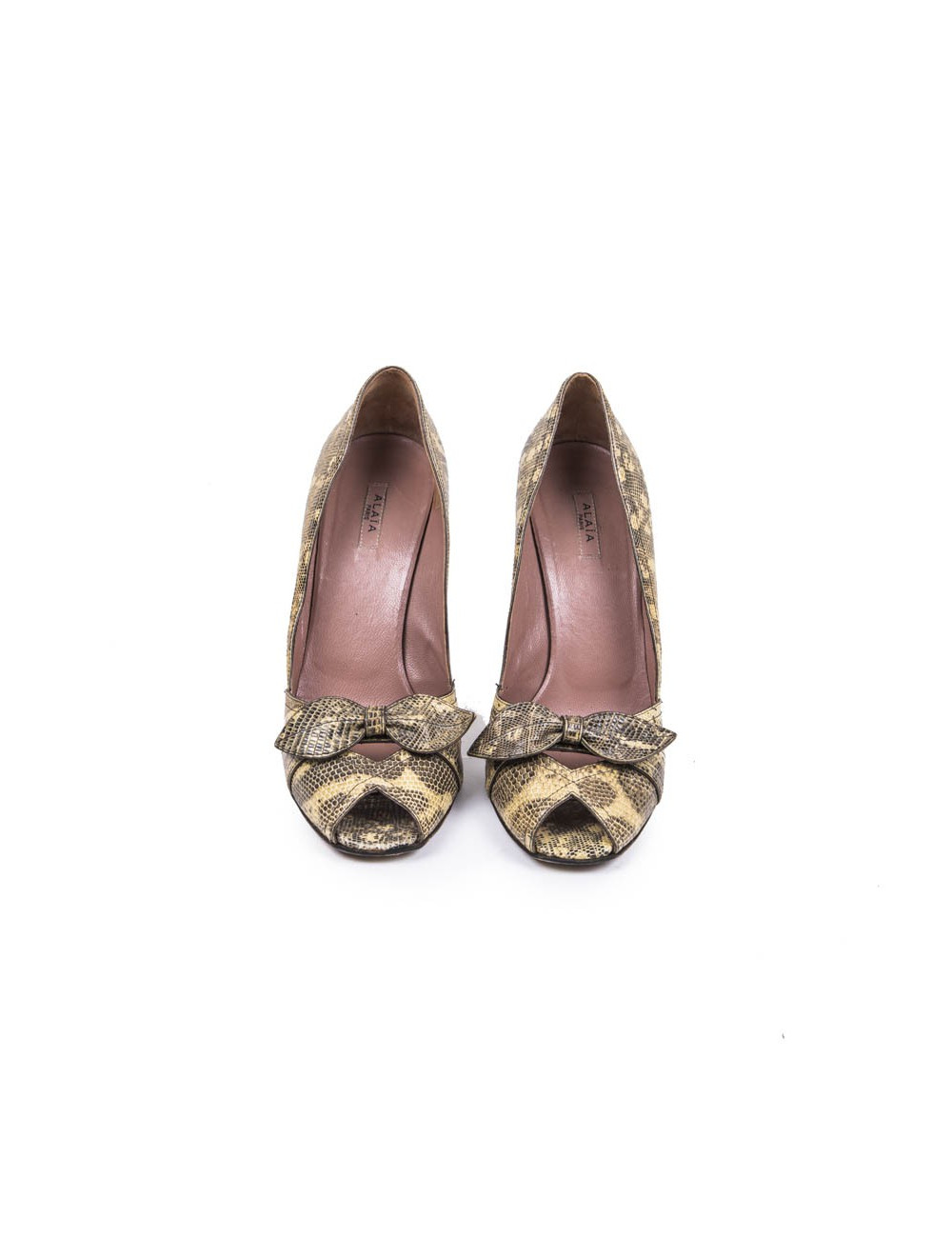 ALAÏA High Heels Sandals in Yellow and Brown Snakeskin Size 39FR