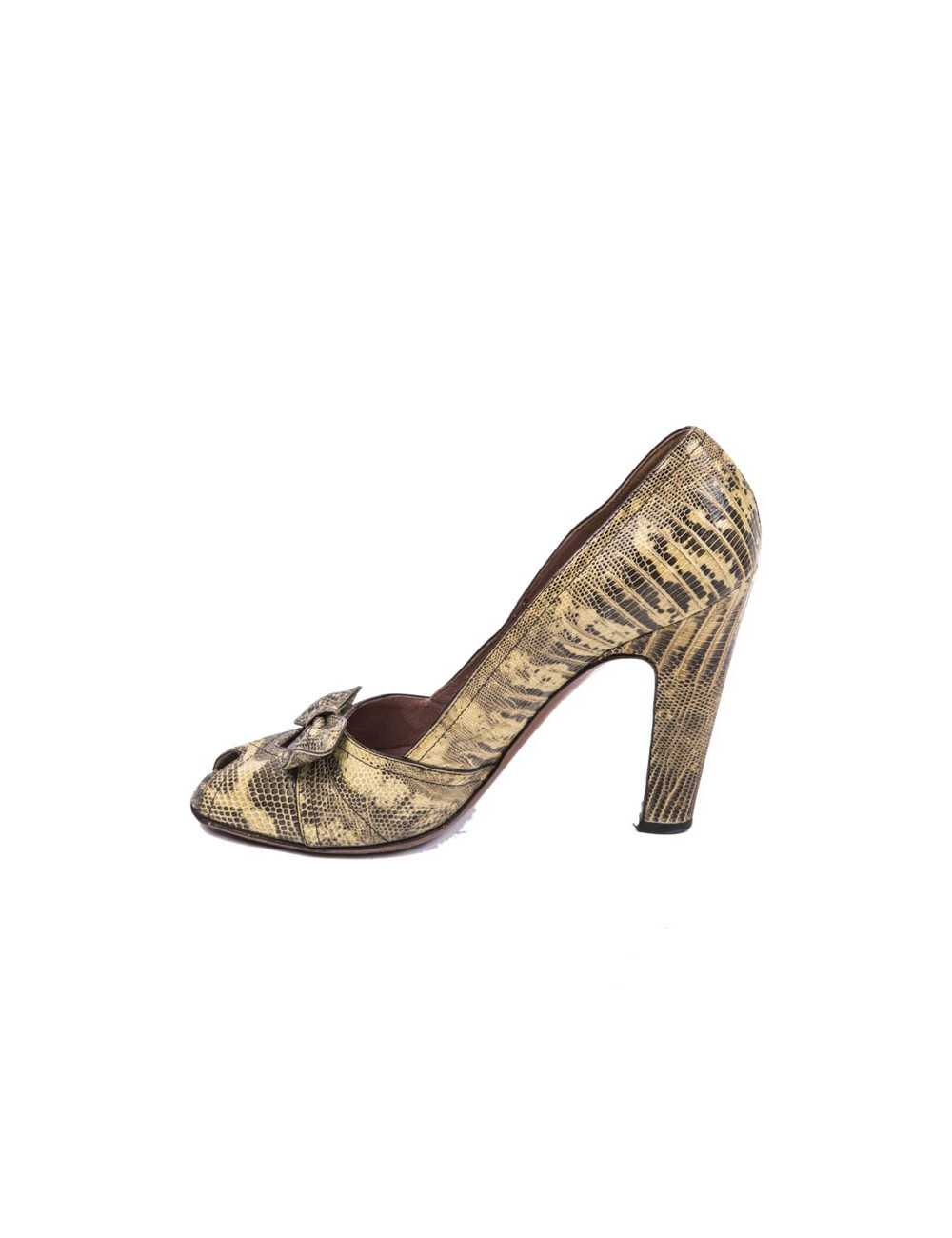 ALAÏA High Heels Sandals in Yellow and Brown Snakeskin Size 39FR