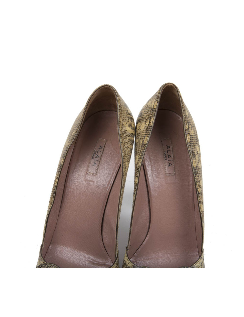 ALAÏA High Heels Sandals in Yellow and Brown Snakeskin Size 39FR