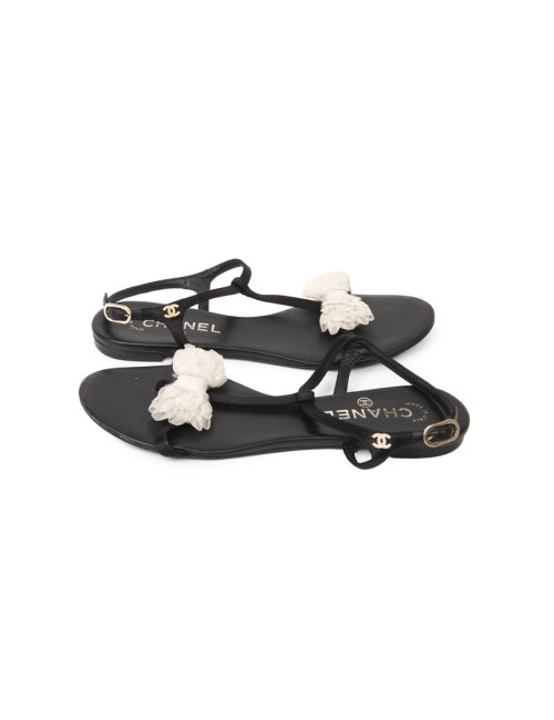 Tongs T 38.5 C CHANEL ruban blanc