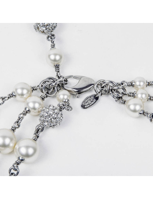 CHANEL triple raw necklace with beads, CC and balls