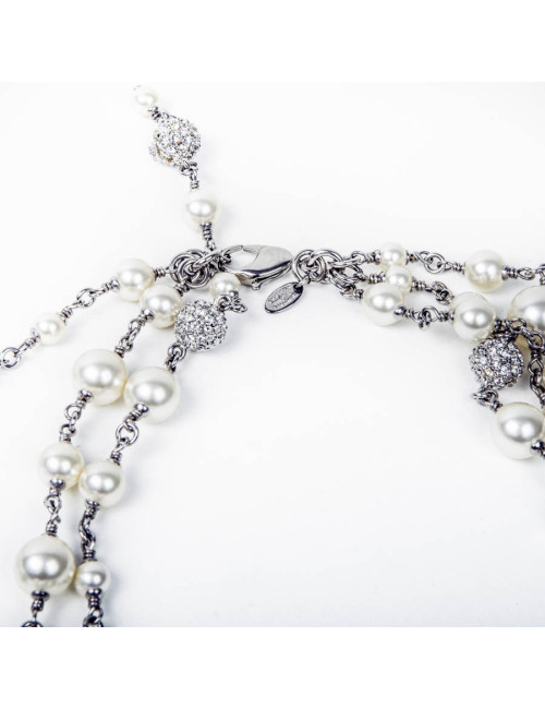 CHANEL triple raw necklace with beads, CC and balls