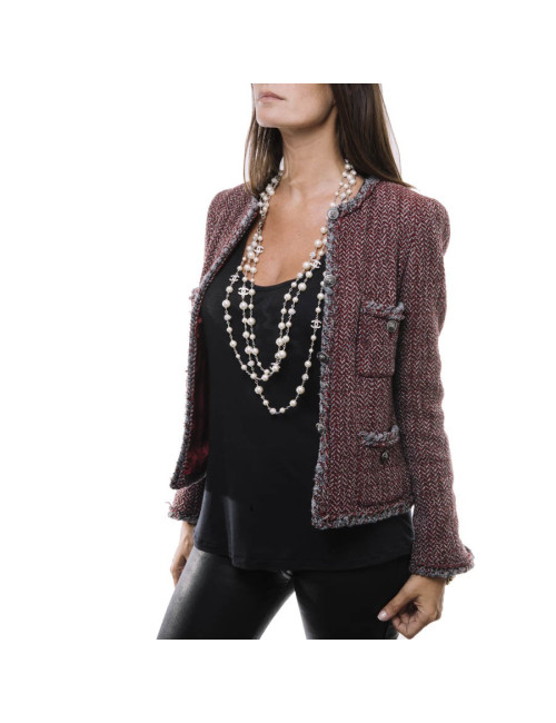 CHANEL triple raw necklace with beads, CC and balls