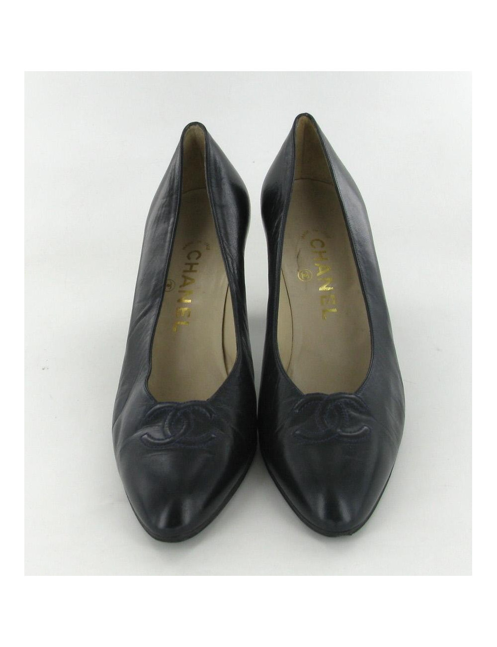 Escarpins CHANEL T 38 cuir noir