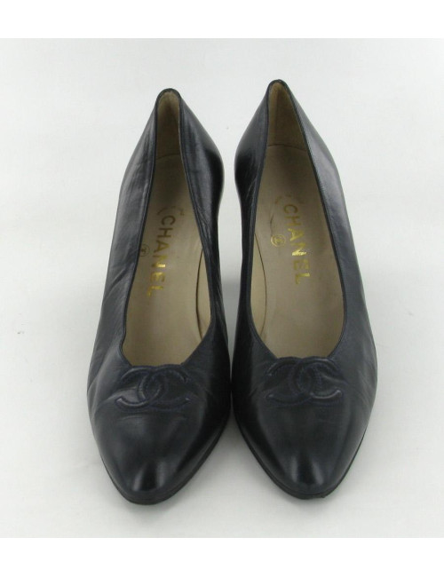 Escarpins CHANEL T 38 cuir noir