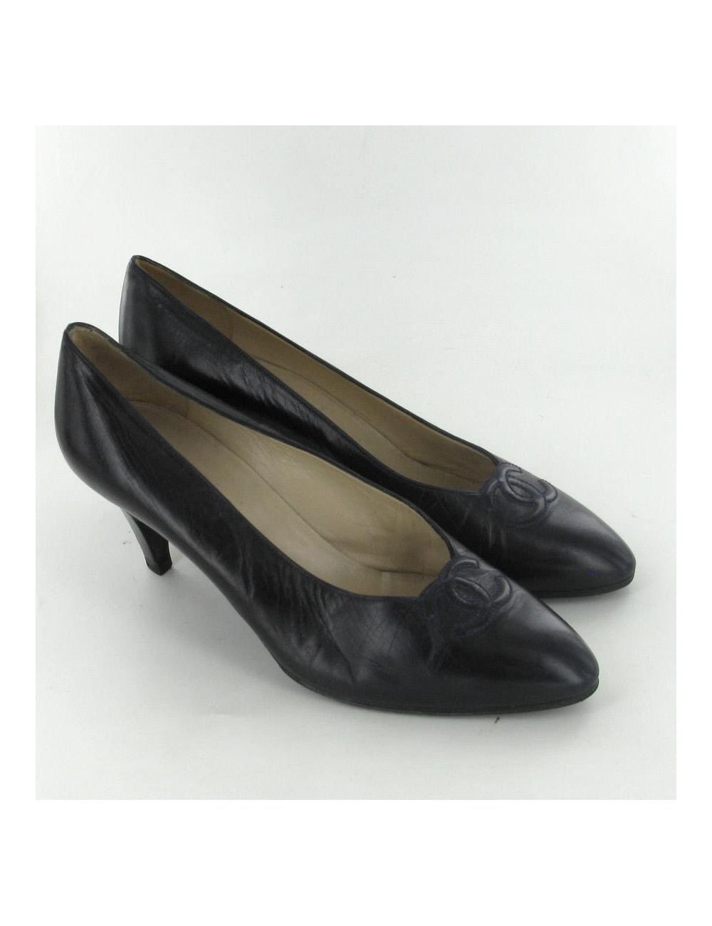Escarpins CHANEL T 38 cuir noir