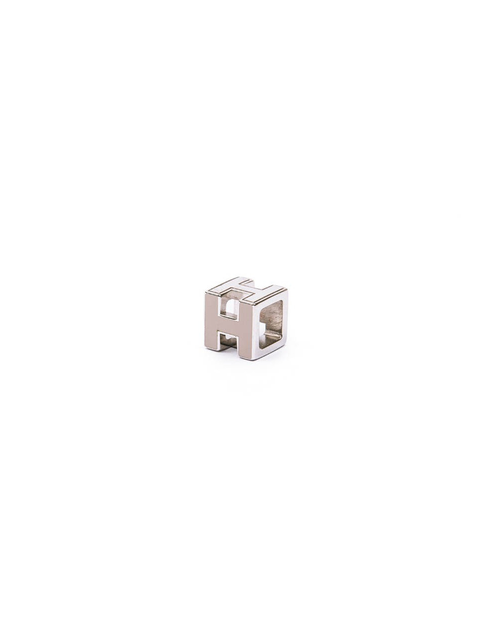 HERMES cage d'H pendant in beige lacquered palladium plated metal