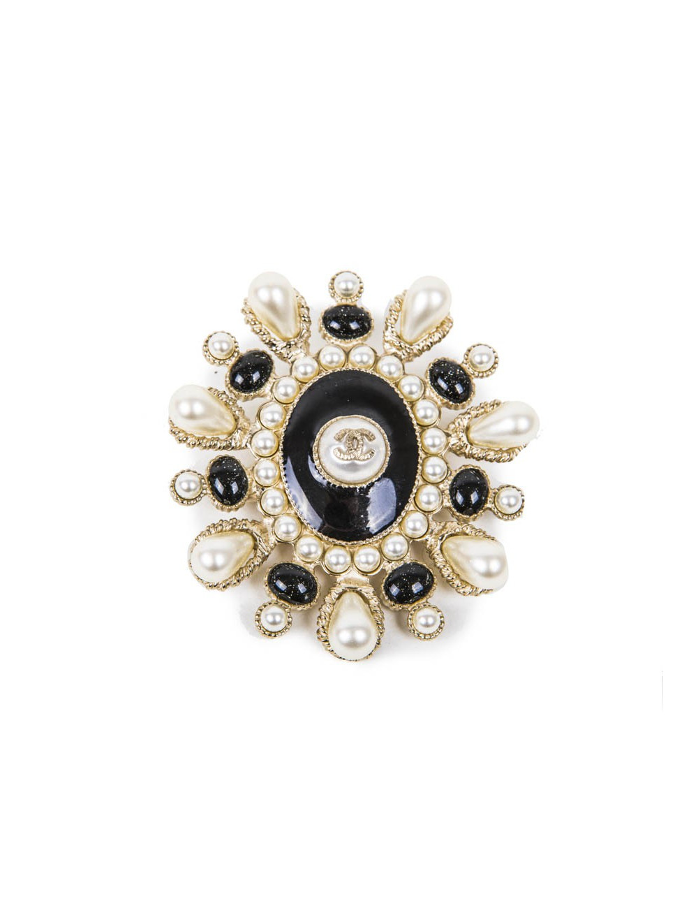  CHANEL brooch Paris Cuba in gilded metal and pearls