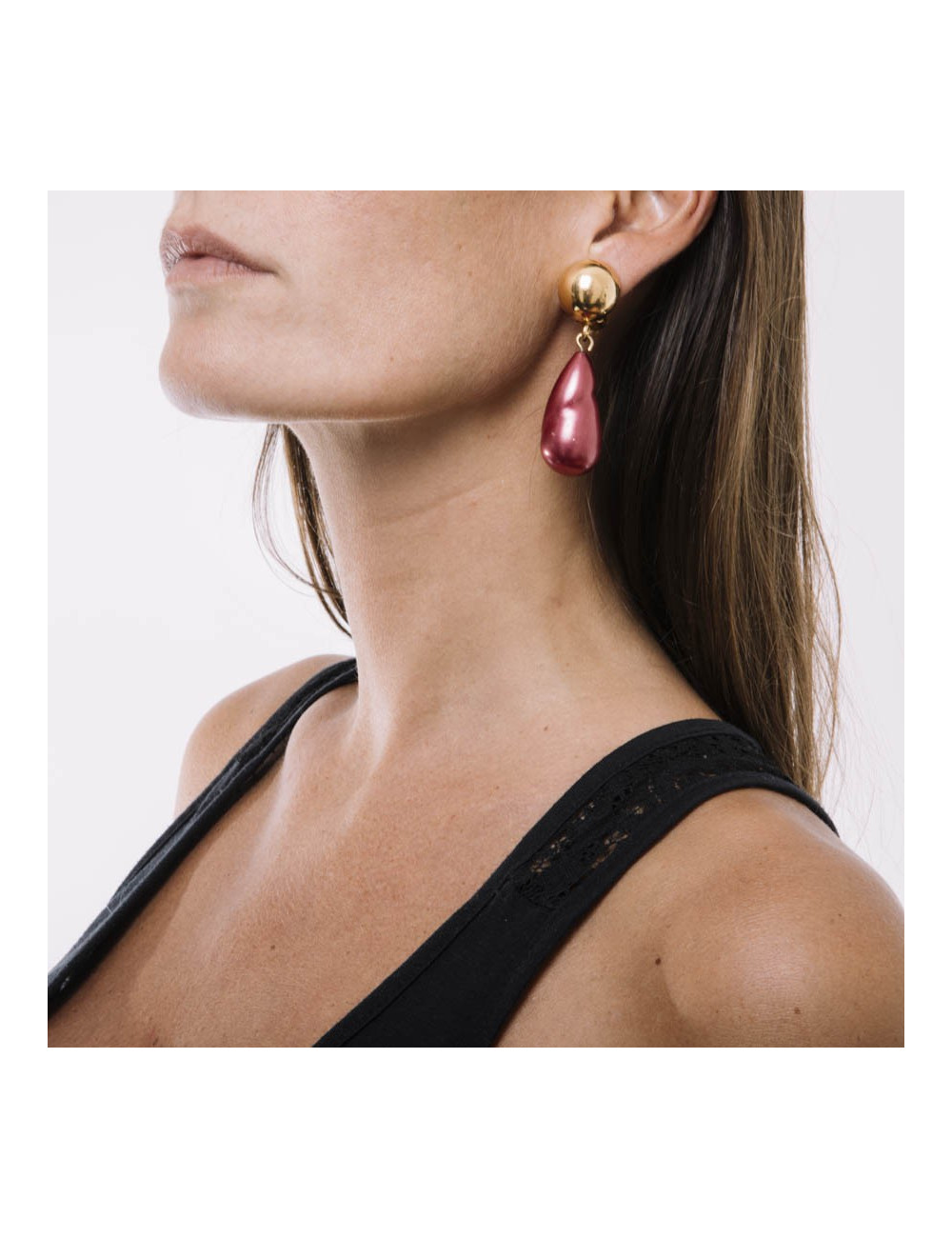 Boucles d'oreille pendantes roses SANS MARQUES