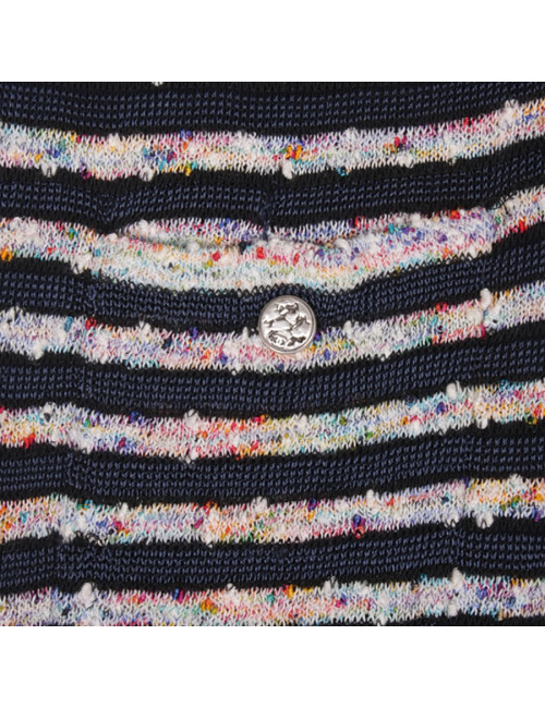  CHANEL T 42 sleeveless knit dress in multicolored and night-blue fabric