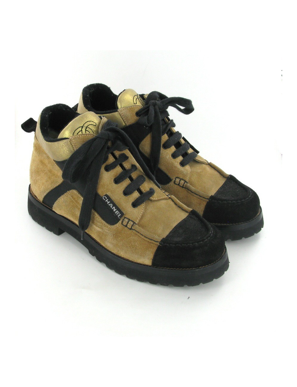 Basket CHANEL bicolores noir et beige