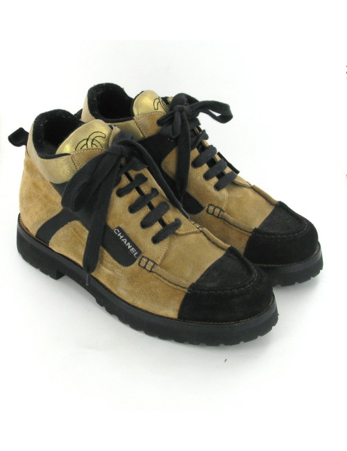 Basket CHANEL bicolores noir et beige