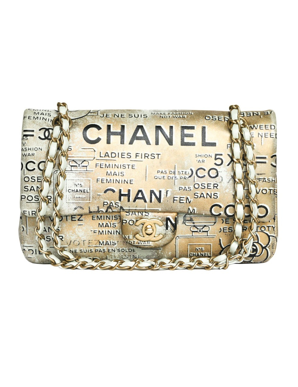 CHANEL timeless double flap bag in gilded leather limited edition
