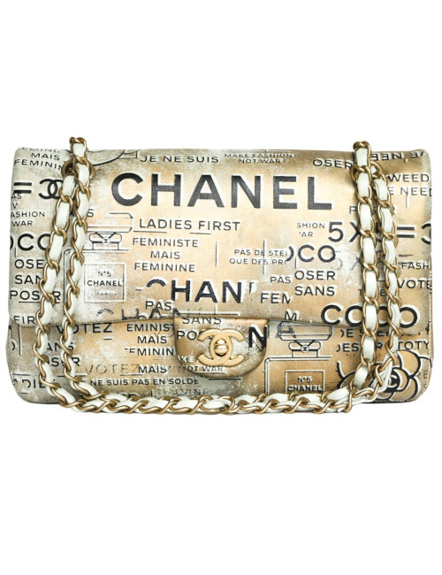 CHANEL timeless double flap bag in gilded leather limited edition