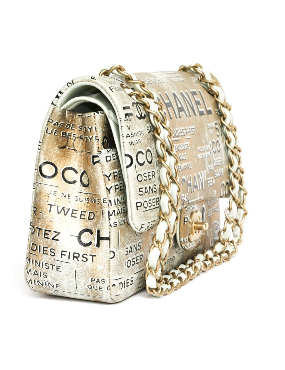CHANEL timeless double flap bag in gilded leather limited edition