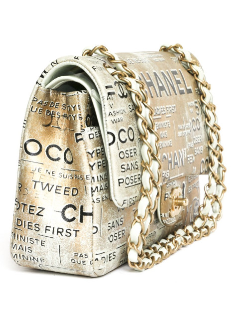 CHANEL timeless double flap bag in gilded leather limited edition