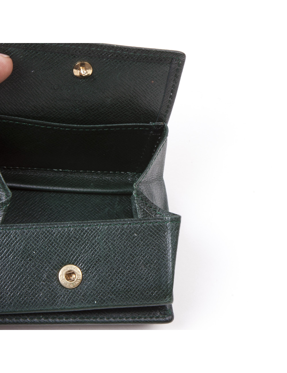 Porte monnaie LUIS VUITTON en cuir épi vert gazon